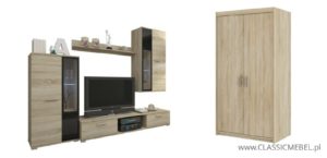 Meblościanka Salsa + Szafa Salsa 2D – Dąb Sonoma -  Lempert