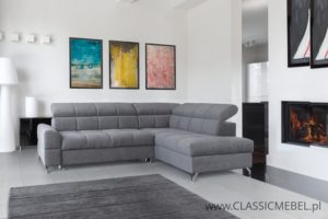 Narożnik Sempre z funkcją spania + zagłówki + pojemnik na pościel - Meblar