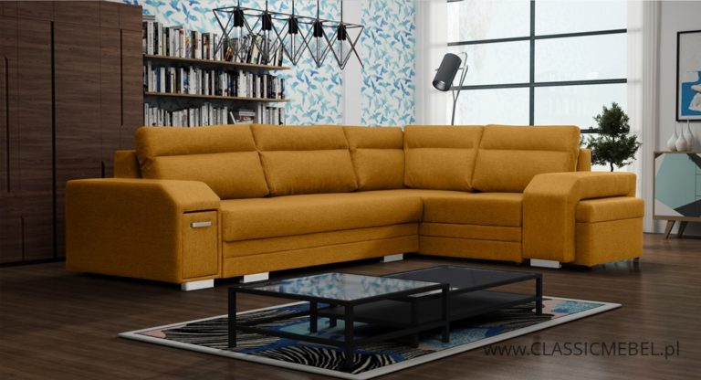 Narożnik ALVARES z fun. spania + pufa i barek - Kinas