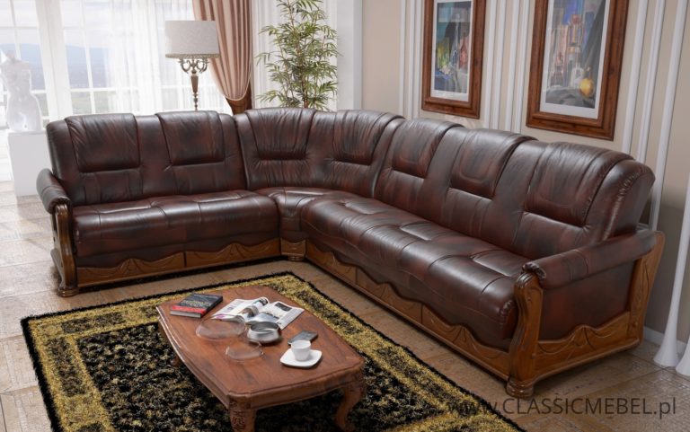 Stylowy Narożnik Parys 2R3 lub 3R2 – skóra naturalna +funkcja spania - Classic