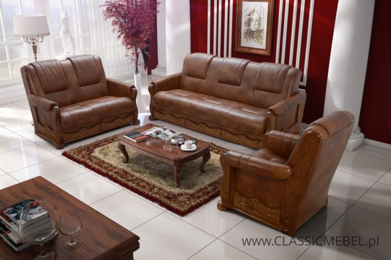 Stylowy Zestaw Skórzany Parys 3+2+1