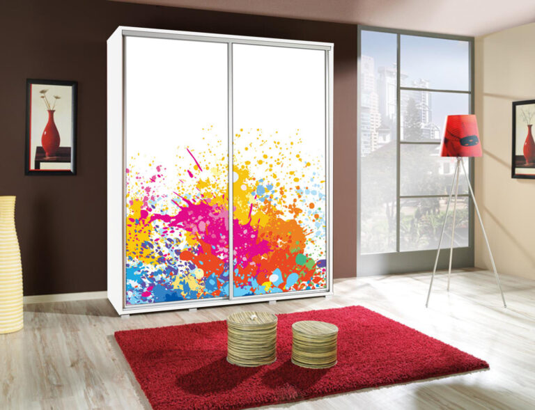 Szafa Penelopa 155 cm z motywem Art 3 - Biała - Maridex