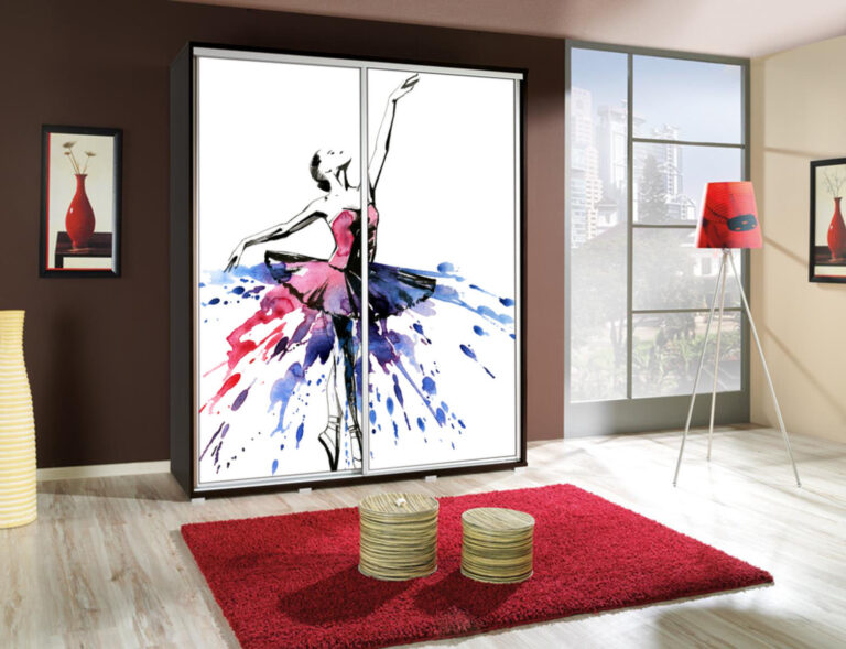 Szafa Penelopa 155 cm z motywem Baletnica 3 - Kasztan Wenge - Maridex