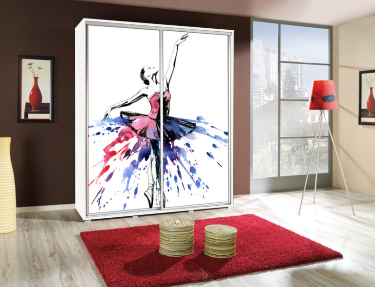 Szafa Penelopa 155 cm z motywem Baletnica 3a - Biała - Maridex