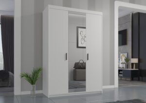 Szafa Elena 3D Lustro – Biała, Dąb Sonoma, Dąb Lefkas - Lempert