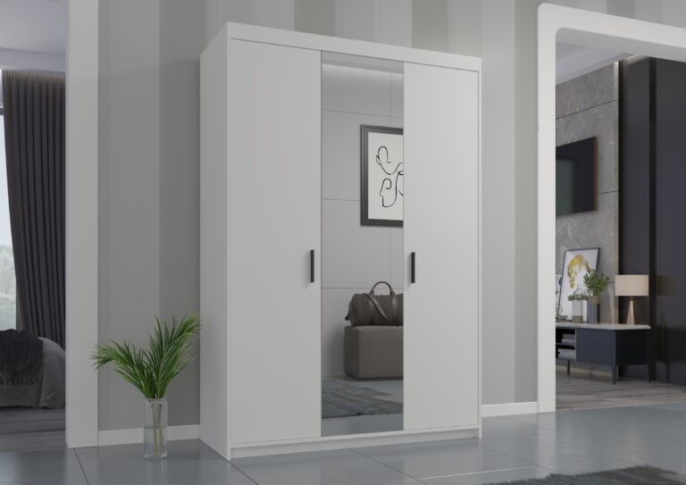 Szafa Elena 3D Lustro – Biała, Dąb Sonoma, Dąb Lefkas - Lempert