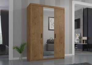 Szafa Elena 3D Lustro – Dąb Sonoma, Biała, Dąb Lefkas - Lempert