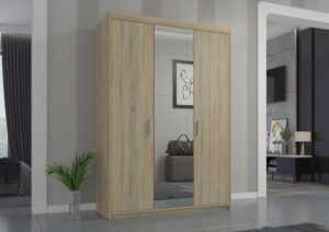 Szafa Elena 3D Lustro – Dąb Sonoma, Biała, Dąb Lefkas - Lempert