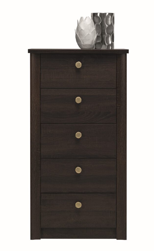 Komoda wąska 5 szuflad Finezja F7 - Dąb Sonoma Czekolada - Maridex