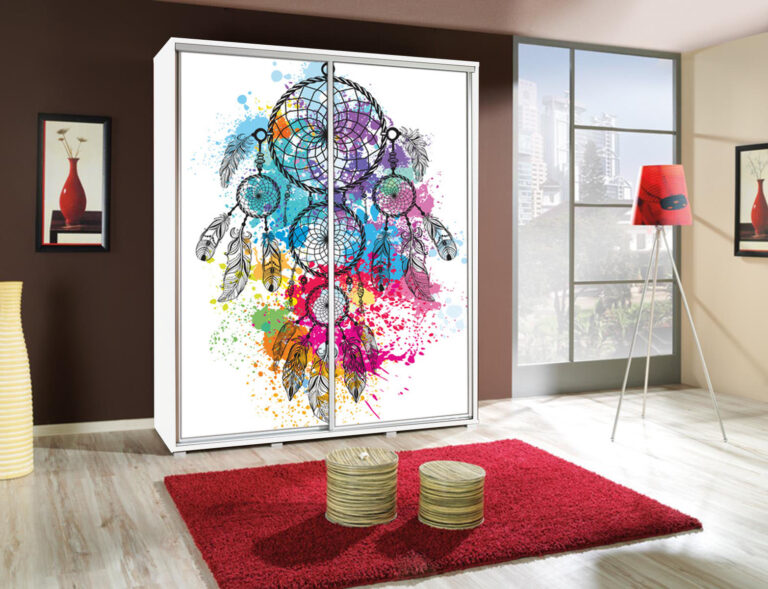 Szafa Penelopa 155 cm z motywem Łapacz Snów 2 - Biała - Maridex