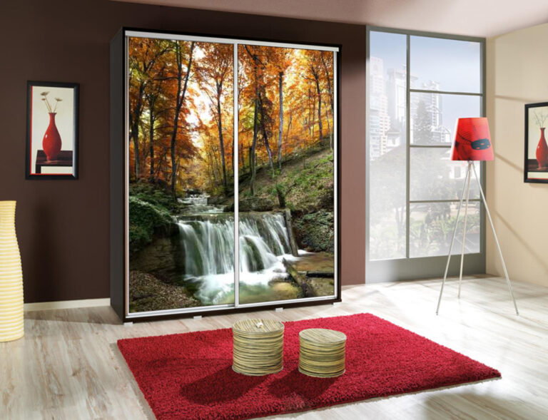 Szafa Penelopa 155 cm z motywem Las 1 - Kasztan Wenge - Maridex