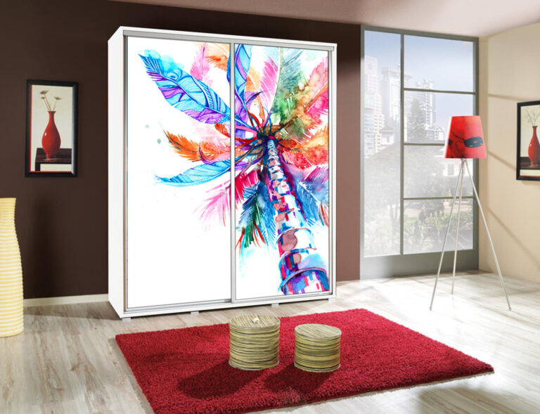 Szafa Penelopa 155 cm z motywem Plama 2 - Biała - Maridex