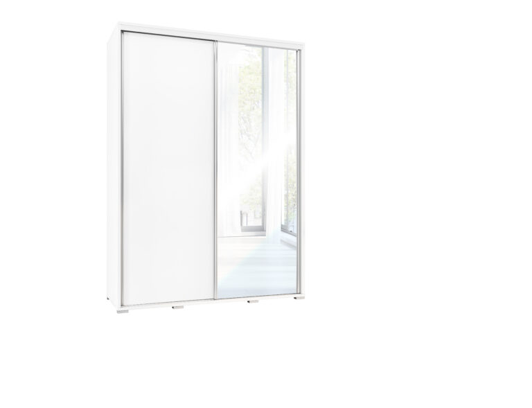 Szafa przesuwna Penelopa 155 cm z lustrem - Biała - Maridex