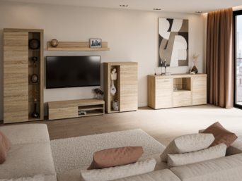 Meblościanka Rumba Dąb Sonoma + Komoda Rumba - Lempert