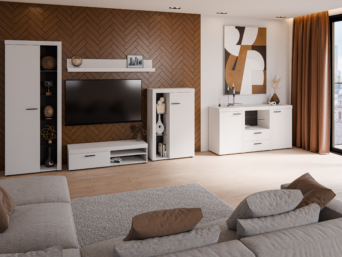 Meblościanka Rumba + Komoda Rumba - Biała - Lempert