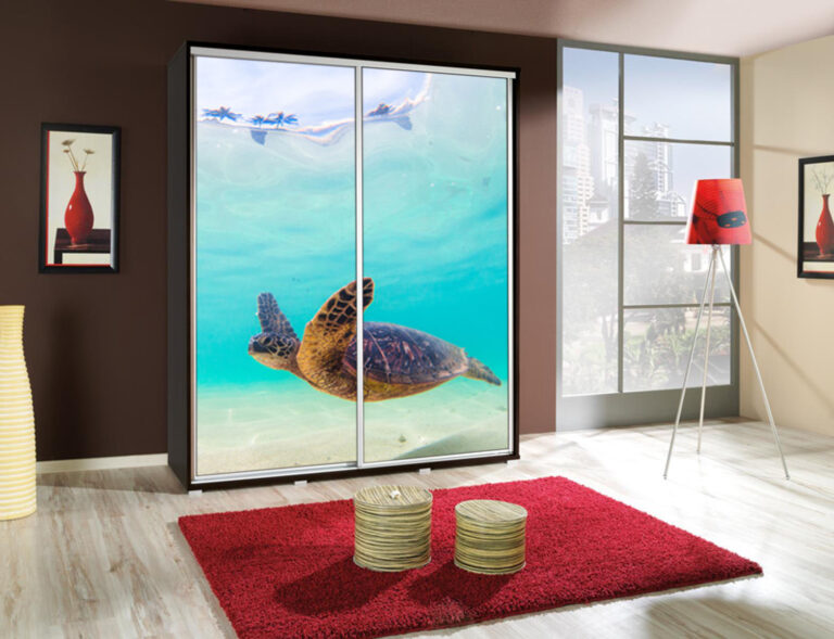 Szafa Penelopa 155 cm z motywem Żółw 2 - Kasztan Wenge - Maridex