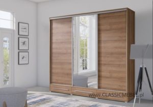 Szafa przesuwna Hajfa z lustrem - Dąb Riviera - Maridex