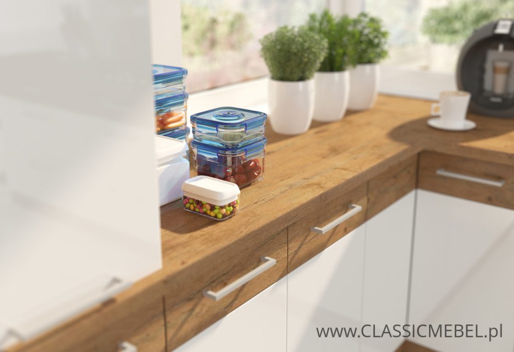 Kuchnia Vigo biały połysk/dąb lancelot 260 cm - Lempert