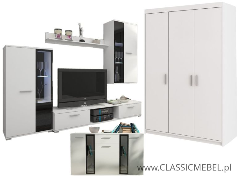 Meblościanka Salsa + Komoda Salsa + Szafa Salsa 3D - Dąb Lefkas