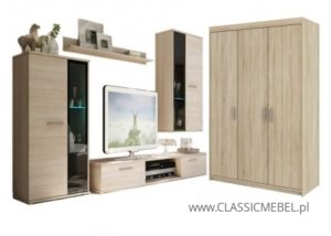 Meblościanka Salsa + Szafa Salsa 3D – Dąb Sonoma – Lempert