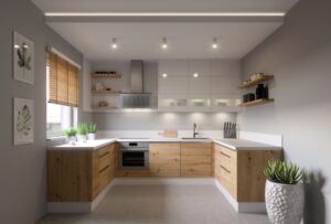 Meble Kuchenne Blanka Biały Połysk / Dąb Modry