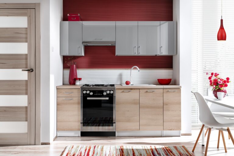 Meble Kuchenne Max Szary Połysk + Buk Artisan 2.1 m - Layman