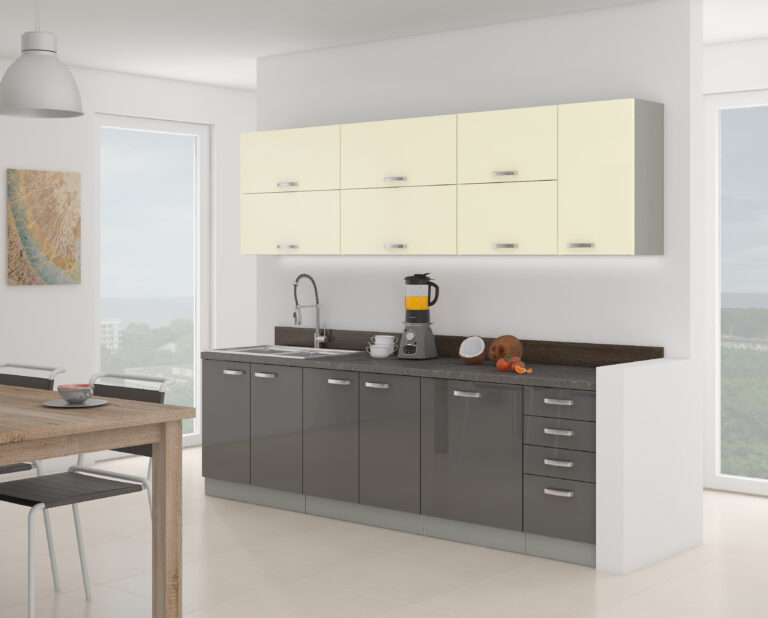 Meble Kuchenne Karmen / Grey Szary Połysk Zestaw 260 cm - Lempert