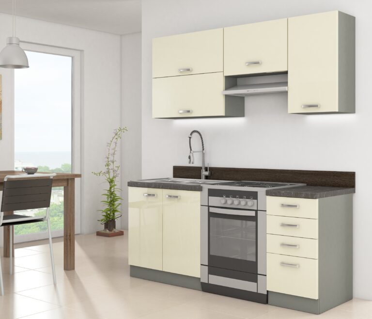 Meble Kuchenne Karmen Krem Połysk Zestaw 180 cm - Lempert