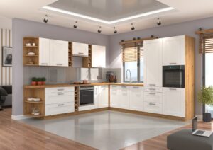 Meble Szafki Kuchenne Luna Ramka Biały Mat / Dąb Artisan