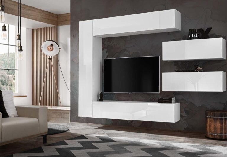 Meblościanka Modułowa Briks Biały Połysk Set 8 Blum