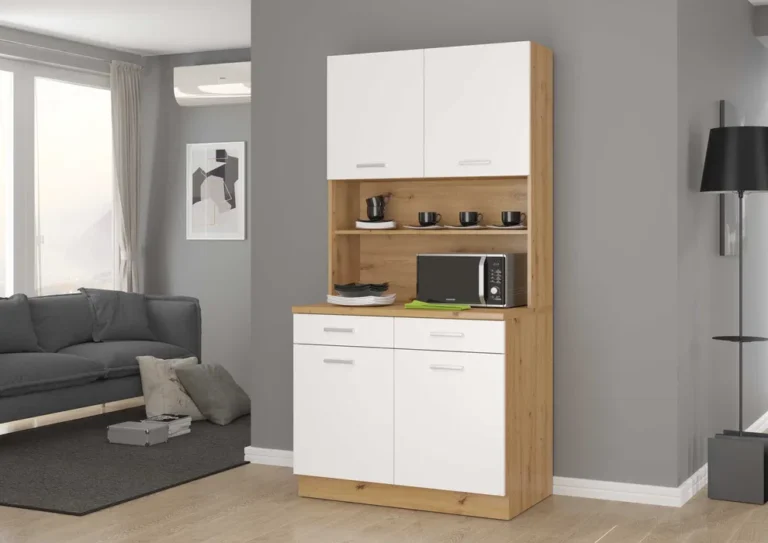 Meble Kuchenne Maria Kredens z Blatem - Biały/Dąb Artisan - Lempert