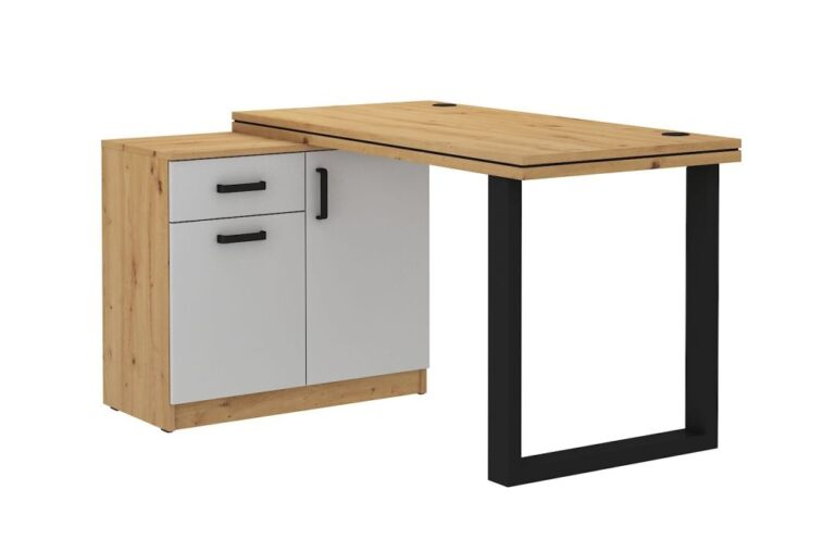 Biurko + Komoda Malta 140 - Dąb Artisan/Light Grey - Lempert