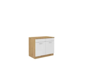 Szafka pod zlew 100 cm Maria - Biały/Dąb Artisan - Lempert