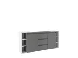 Komoda Nova z szafkami i szufladami 2F 3S - Antracyt/Jasny Szary - Lempert