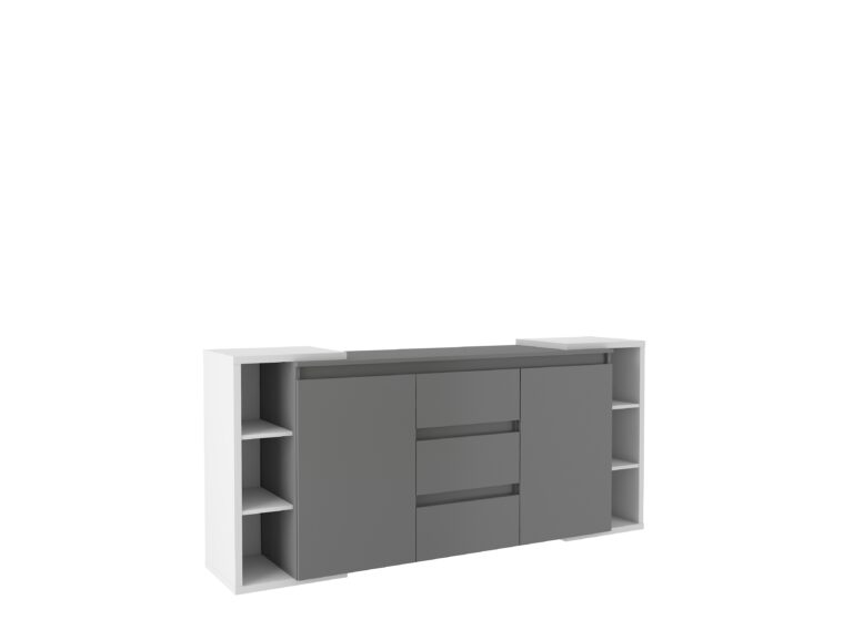 Komoda Nova z szafkami i szufladami 2F 3S - Antracyt/Jasny Szary - Lempert