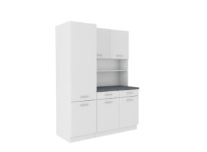 Meble Kuchenne Maria Kredens ze Spiżarką i Blatem-Biały/Biały-Lempert