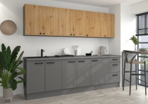 Meble Szafki Kuchenne Nessa Ava Lamele Zestaw 260 cm + Blat - Lempert