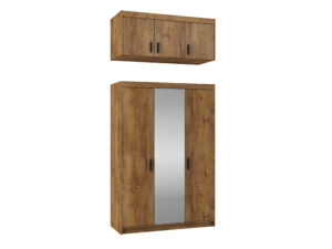 Szafa Elena 3D Lustro i Nadstawka – Dąb Lefkas, Biała, Dąb Sonoma - Lempert