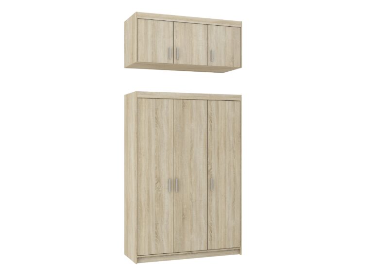 Szafa Elena 3D z Nadstawką – Dąb Sonoma, Biała, Dąb Lefkas - Lempert