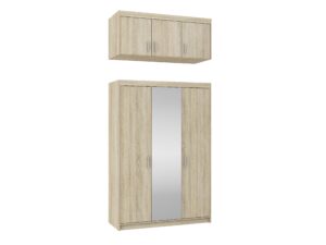 Szafa Elena 3D Lustro i Nadstawka – Dąb Sonoma, Biała, Dąb Lefkas - Lempert