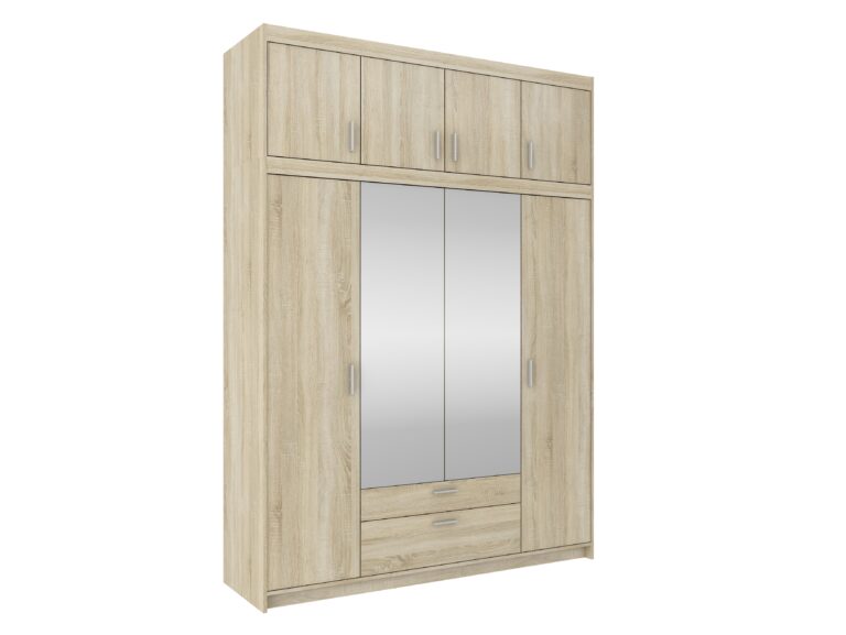Szafa Elena 4D – Dąb Sonoma Lustro i Nadstawka - Lempert