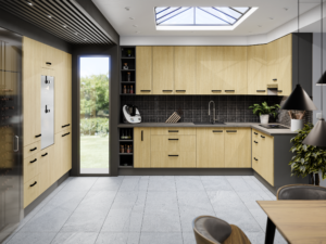 Meble Szafki Kuchenne Scandi Jodełka Mat/Antracyt Mat + Blaty