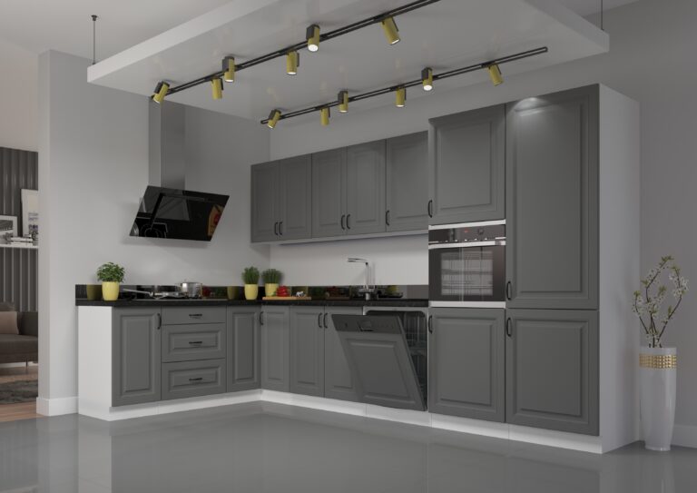 Meble Szafki Kuchenne Stilo W Stylu Skandynawskim Dust Grey Ramka / Biały - Lempert