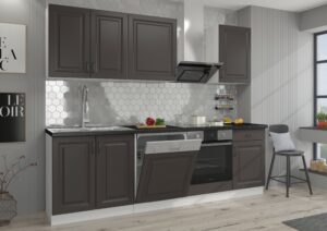 Meble Szafki Kuchenne W Stylu Skandynawskim Stilo Grafit Ramka / Biały+ Blat - Lempert