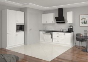 Meble Szafki Kuchenne W Stylu Skandynawskim Stilo Biała Ramka / Biały + Blat - Lempert