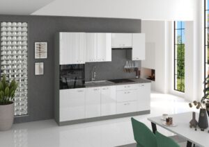 Meble Kuchenne Bianka Biały Połysk Zestaw 240 cm - Lempert