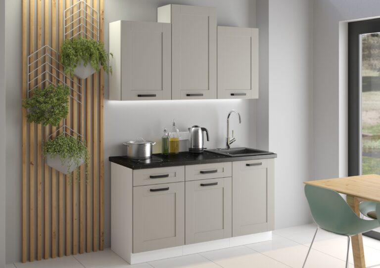 Meble Szafki Kuchenne W Stylu Skandynawskim Luna 150 cm Ramka Clay Grey/ Biały - Lempert