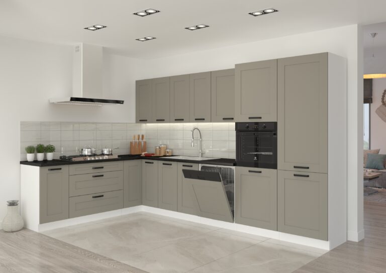 Meble Szafki Kuchenne Luna W Stylu Skandynawskim Ramka Clay Grey/ Biały - Lempert