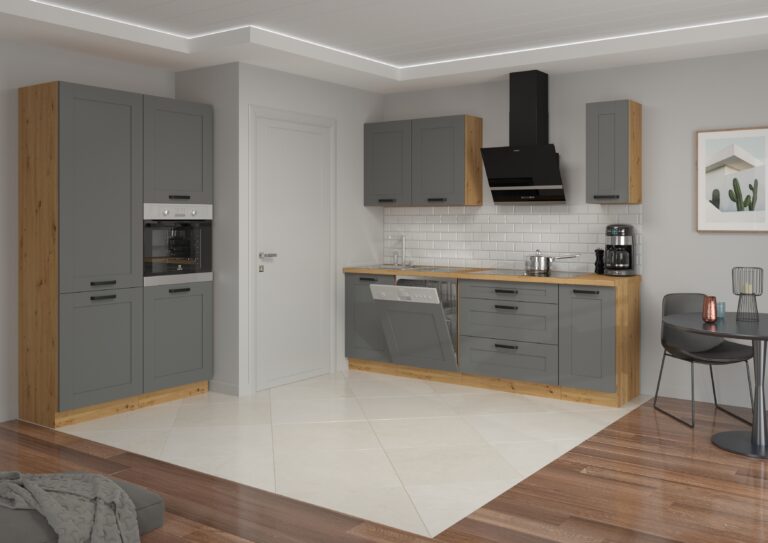 Meble Szafki Kuchenne W Stylu Skandynawskim Luna Ramka Dust Grey / Dąb Artisan - Lempert