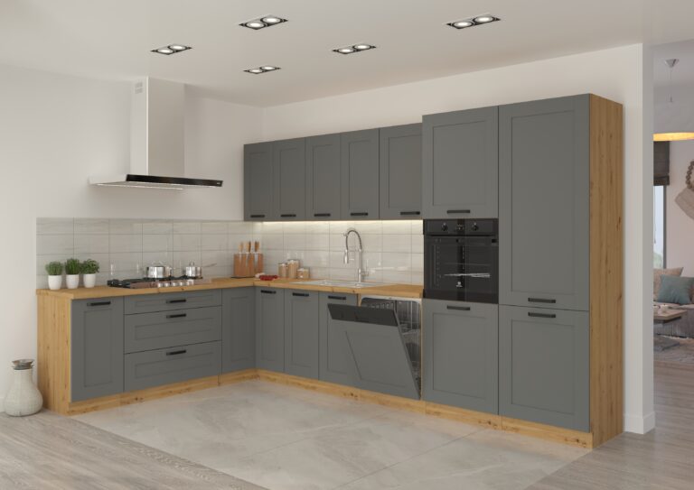 Meble Szafki Kuchenne Luna W Stylu Skandynawskim Ramka Dust Grey/ Dąb Artisan - Lempert